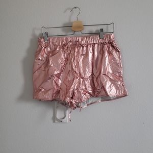 Pink metallic beach shorts